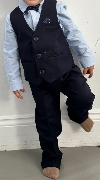 Eve and Milo Designer Brand | Children's Trouser, Waistcoat and Shirt Suit - Navy Blue