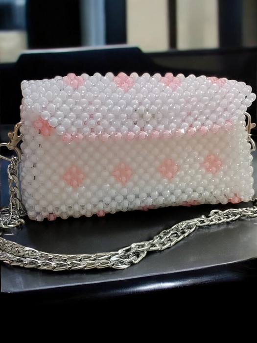 Pure Pearl Charm Handbag | White & Pink