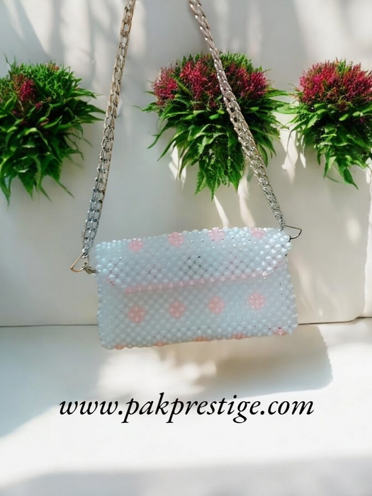 Pure Pearl Charm Handbag | White & Pink