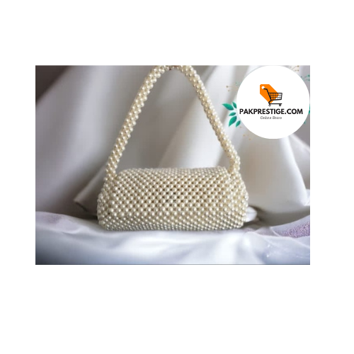 White pearls handmade bag