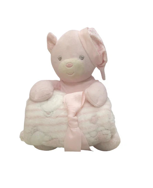 Pink Sleepy Teddy Giftset- Toy and Blanket Set 75cm x 100cm