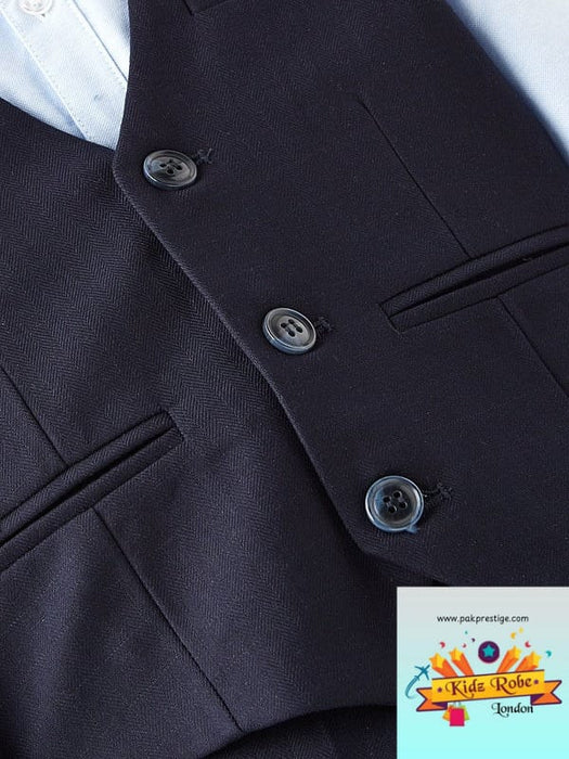 Eve and Milo Designer Brand | Children's Trouser, Waistcoat and Shirt Suit - Navy Blue