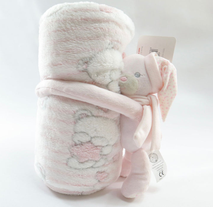 Pink Sleepy Teddy Giftset- Toy and Blanket Set 75cm x 100cm