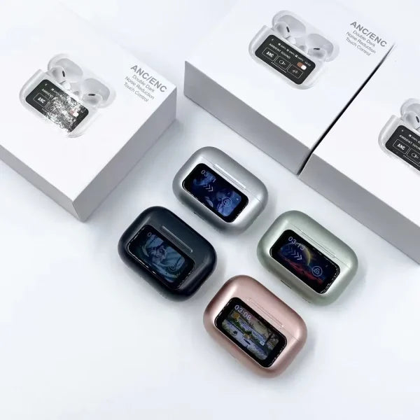 A9 Pro Digital Display Case Airpods / Anc/enc Touch Screen Wireless Earbuds (shiney Body Random Color)