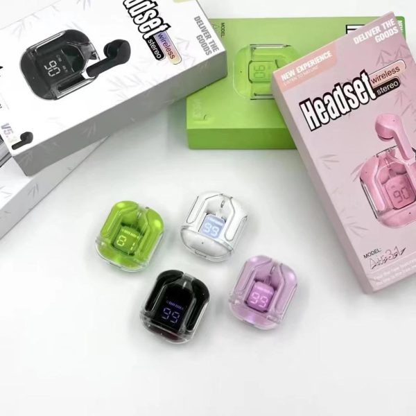 Air31 Earbuds Wireless Crystal Transparent Body | Air 31 Bluetooth Ear Bud Without Pouch – (random Color)