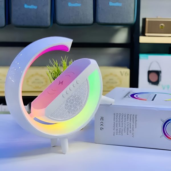 G Shaped Rgb Light Table Lamp With Wireless Charger Bluetooth Speaker With Wireless Charging Bt2301