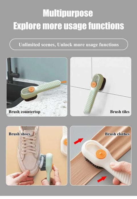 Multi-purpose Shoe Brush Soft Bristle Automatic Liquid Long Handle Cleaning Brush Clothes Board Brush Household Cleaning Tools (random Color)