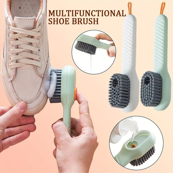 Multi-purpose Shoe Brush Soft Bristle Automatic Liquid Long Handle Cleaning Brush Clothes Board Brush Household Cleaning Tools (random Color)