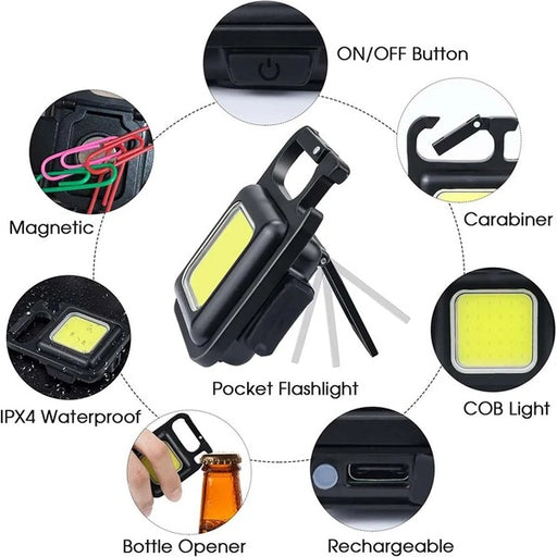 Multifunction 500 Lumens Mini Pocket Cob Led Portable Keychain Light