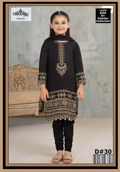 3 Pcs Girl's Lawn Embroidered Unstitched Suit