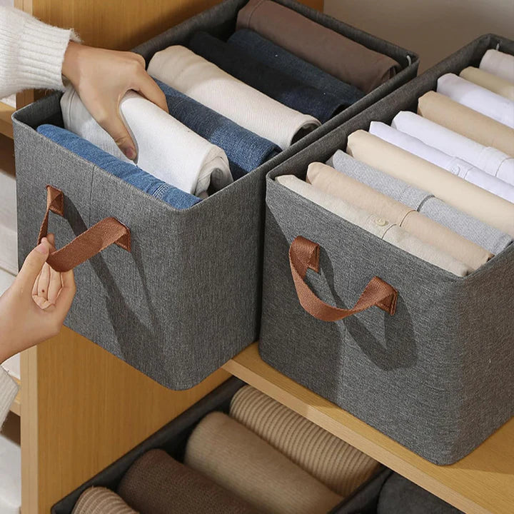 Wardrobe Clothes Organizer Storage Box Foldable Drawer 2 Handles On Both Side