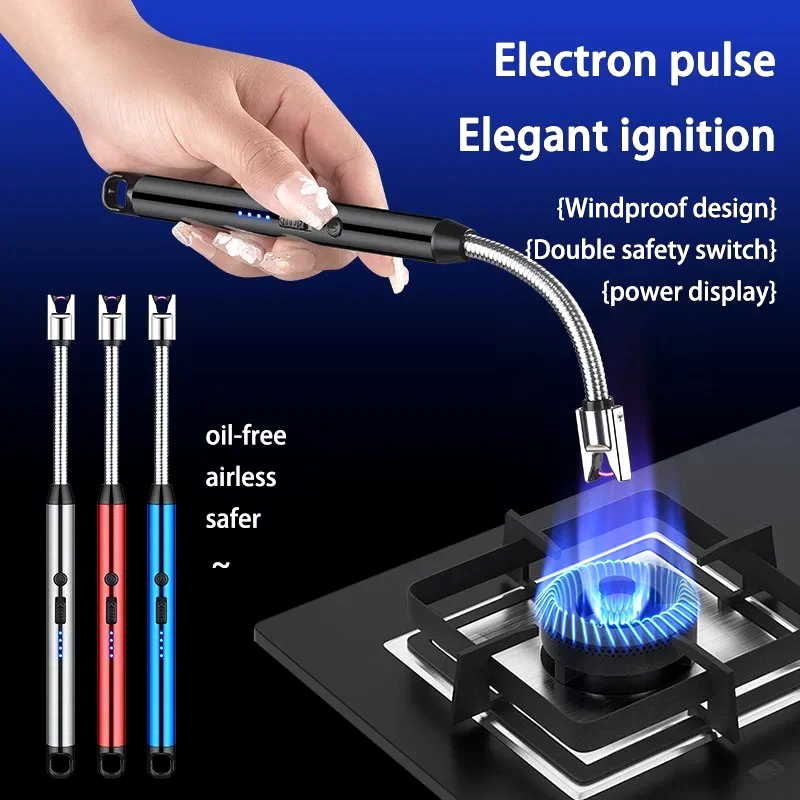Arc Lighter With Usb Charging,flameless Windproof,led Battery Display,safety Switch | Rotate 360 Degrees, For Aromatherapy (random Colors)