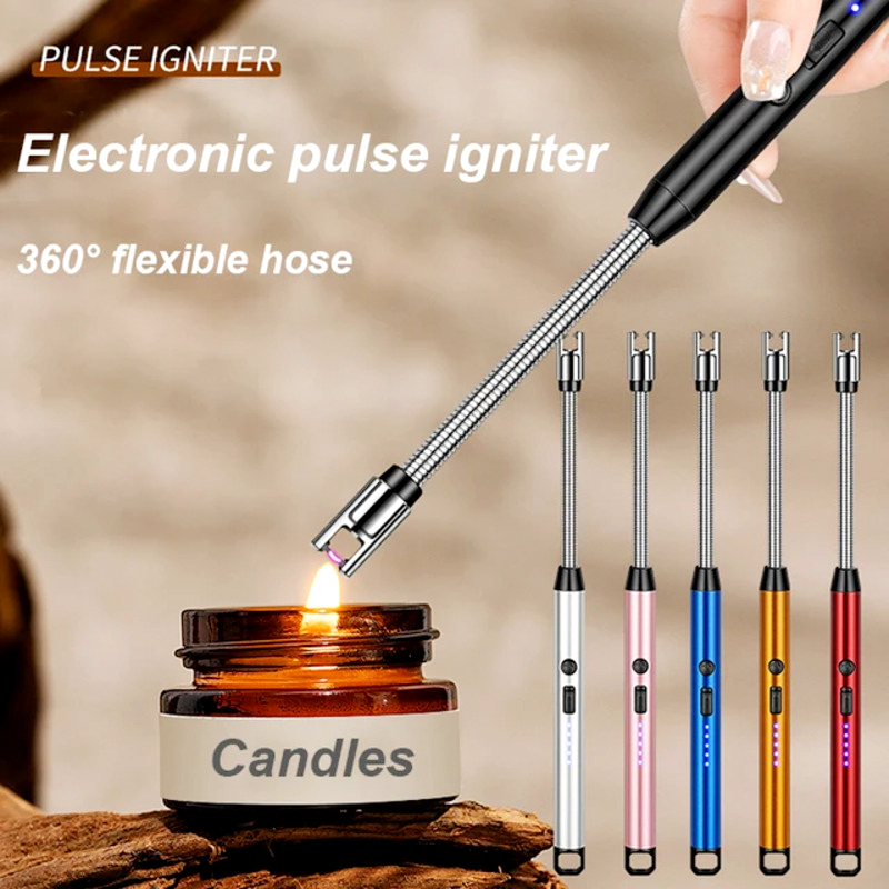 Arc Lighter With Usb Charging,flameless Windproof,led Battery Display,safety Switch | Rotate 360 Degrees, For Aromatherapy (random Colors)