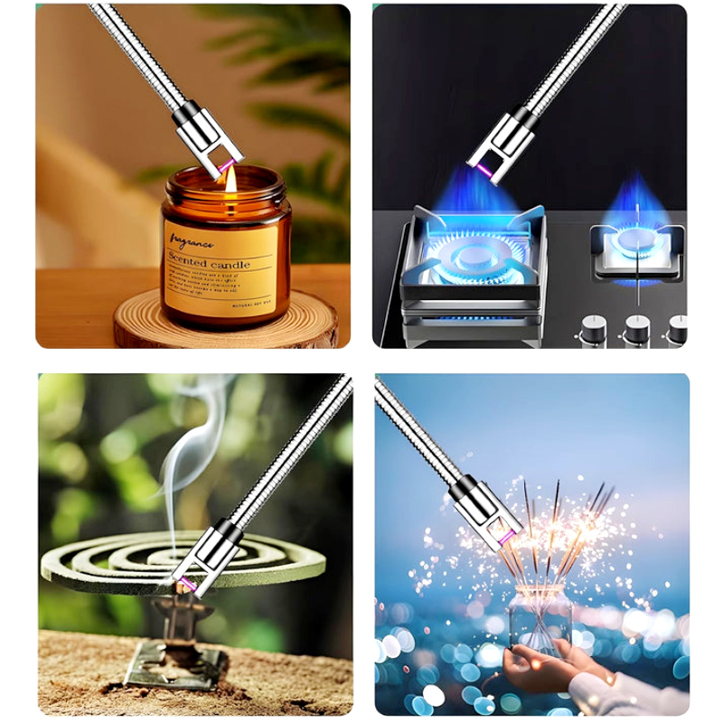 Arc Lighter With Usb Charging,flameless Windproof,led Battery Display,safety Switch | Rotate 360 Degrees, For Aromatherapy (random Colors)