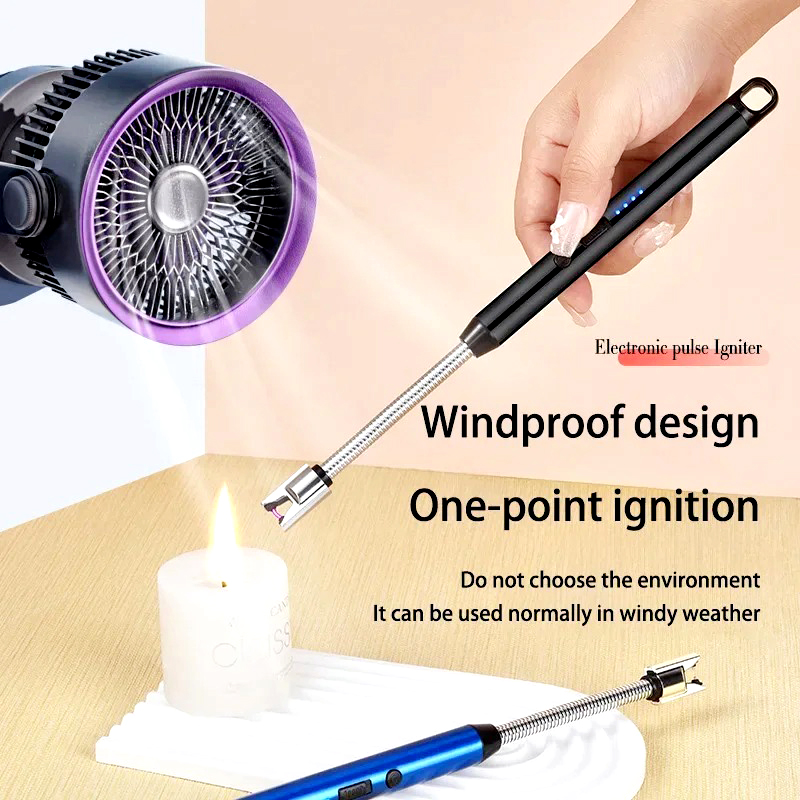 Arc Lighter With Usb Charging,flameless Windproof,led Battery Display,safety Switch | Rotate 360 Degrees, For Aromatherapy (random Colors)