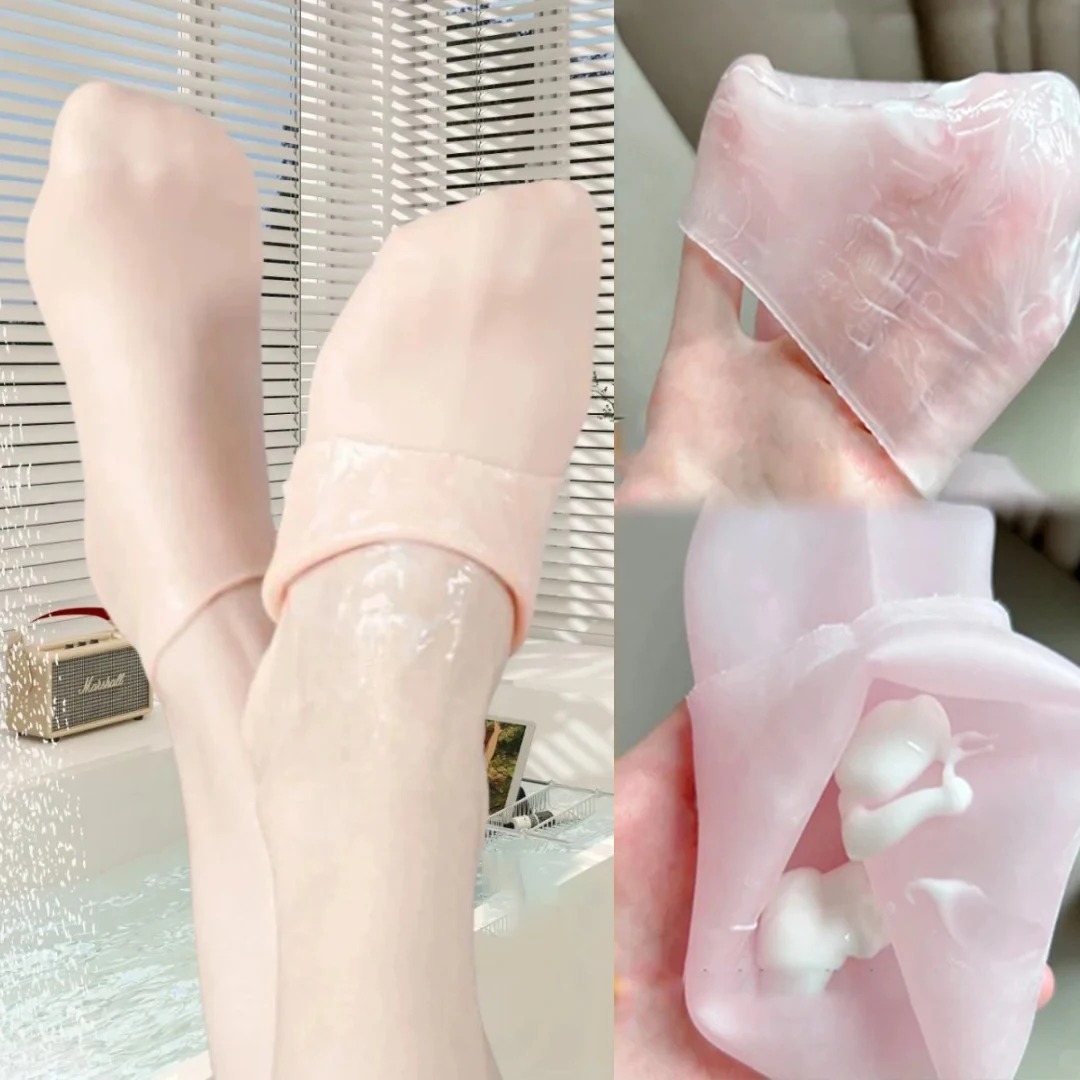1pair Silicone Foot Care Socks Anti Cracking Moisturizing Gel Socks Cracked Dead Skin Remove Protector Pain Relief Pedicure Tool