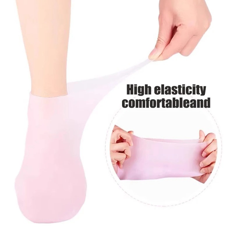 1pair Silicone Foot Care Socks Anti Cracking Moisturizing Gel Socks Cracked Dead Skin Remove Protector Pain Relief Pedicure Tool