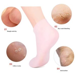 1pair Silicone Foot Care Socks Anti Cracking Moisturizing Gel Socks Cracked Dead Skin Remove Protector Pain Relief Pedicure Tool