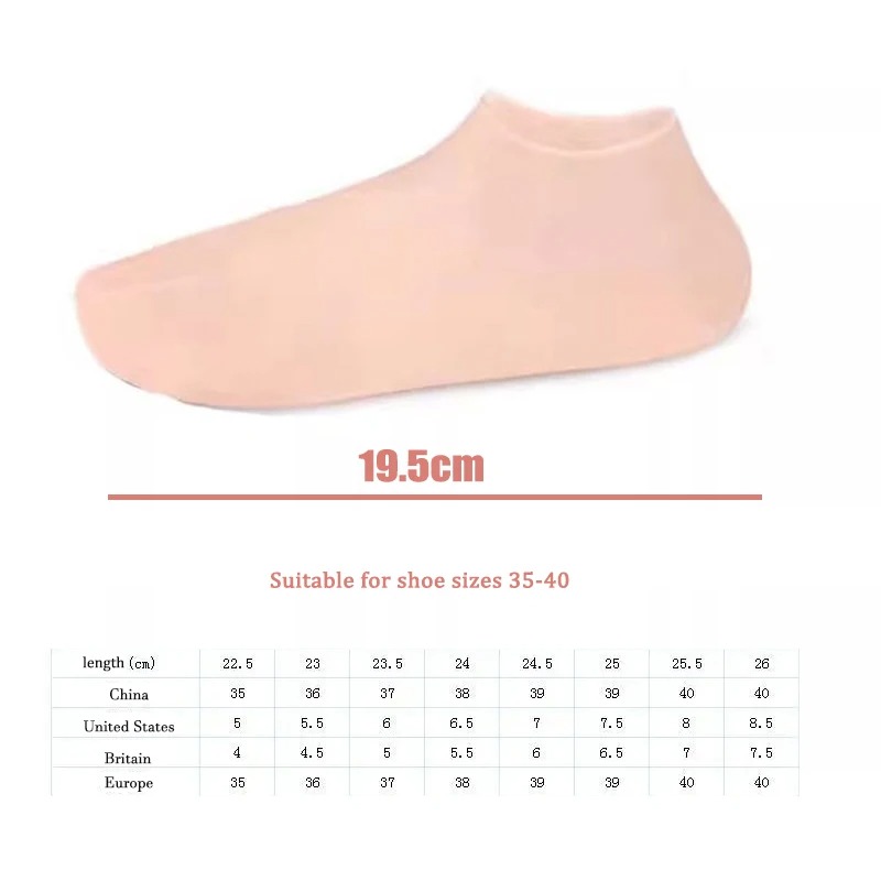 1pair Silicone Foot Care Socks Anti Cracking Moisturizing Gel Socks Cracked Dead Skin Remove Protector Pain Relief Pedicure Tool