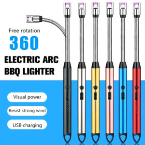 Arc Lighter With Usb Charging,flameless Windproof,led Battery Display,safety Switch | Rotate 360 Degrees, For Aromatherapy (random Colors)